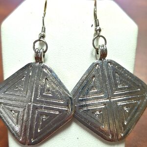 Geometric Silvertone Earrings